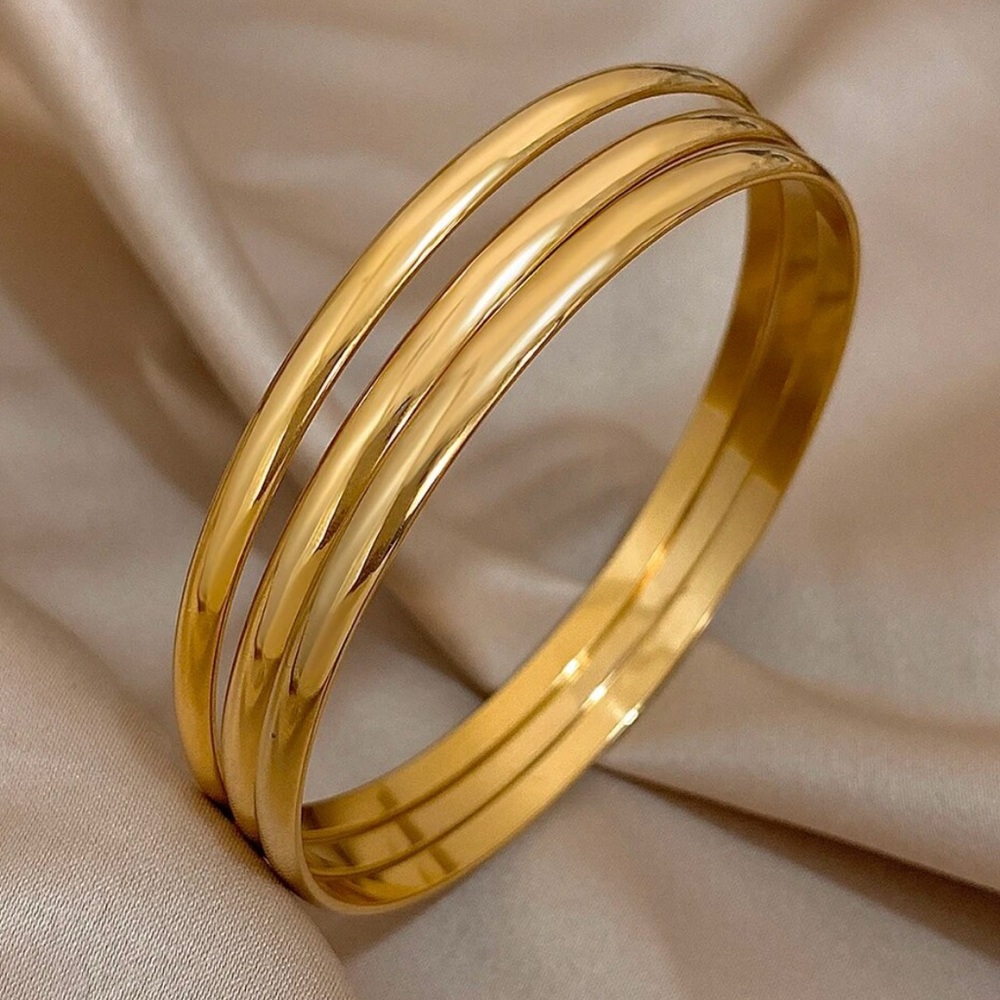 18k Gold Filled Classic Bangle Set for women- Small Size - Picture 3 of 9